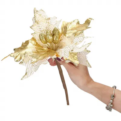 Vianočná hviezda na stonke 24x26 cm, zlatá