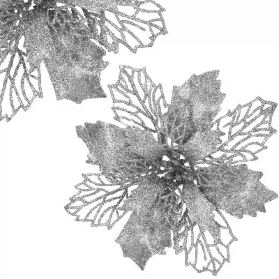 Vianočná hviezda s tŕňom 14x16 cm, strieborná