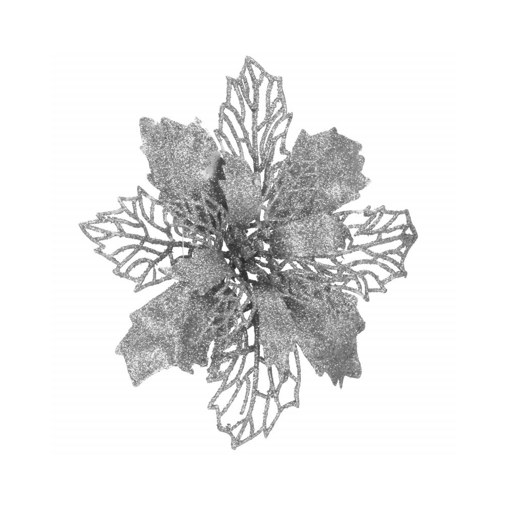 Vianočná hviezda s tŕňom 14x16 cm, strieborná