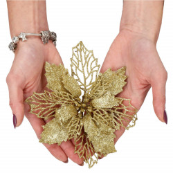 Vianočná hviezda s tŕňom 14x16 cm, zlatá