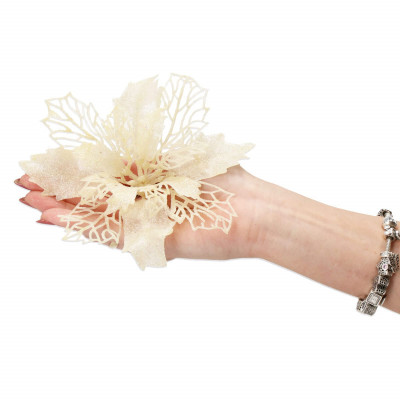 Vianočná hviezda s tŕňom 14x16 cm, krémová