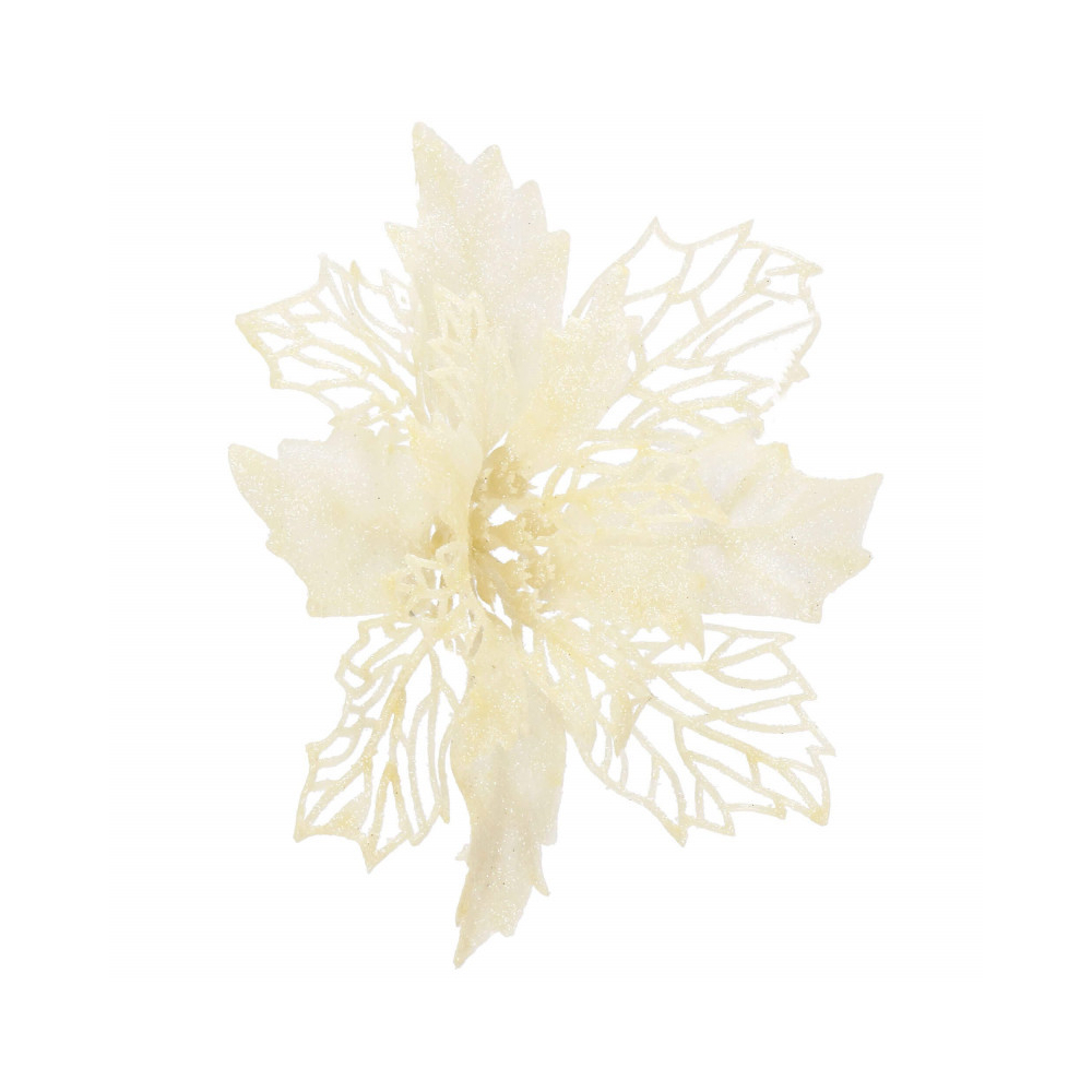 Vianočná hviezda s tŕňom 14x16 cm, krémová