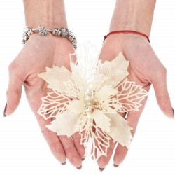 Vianočná hviezda s tŕňom 14x16 cm, krémová