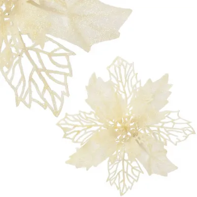 Vianočná hviezda s tŕňom 14x16 cm, krémová