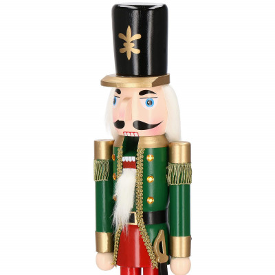 Luskáčik - Vojak so šabľou 60 cm, zeleno-červený