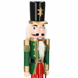 Luskáčik - Vojak so šabľou 60 cm, zeleno-červený