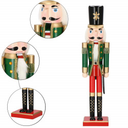 Luskáčik - Vojak so šabľou 60 cm, zeleno-červený