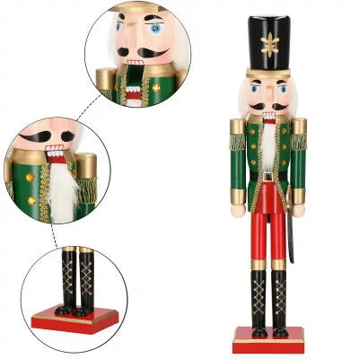 Luskáčik - Vojak so šabľou 60 cm, zeleno-červený