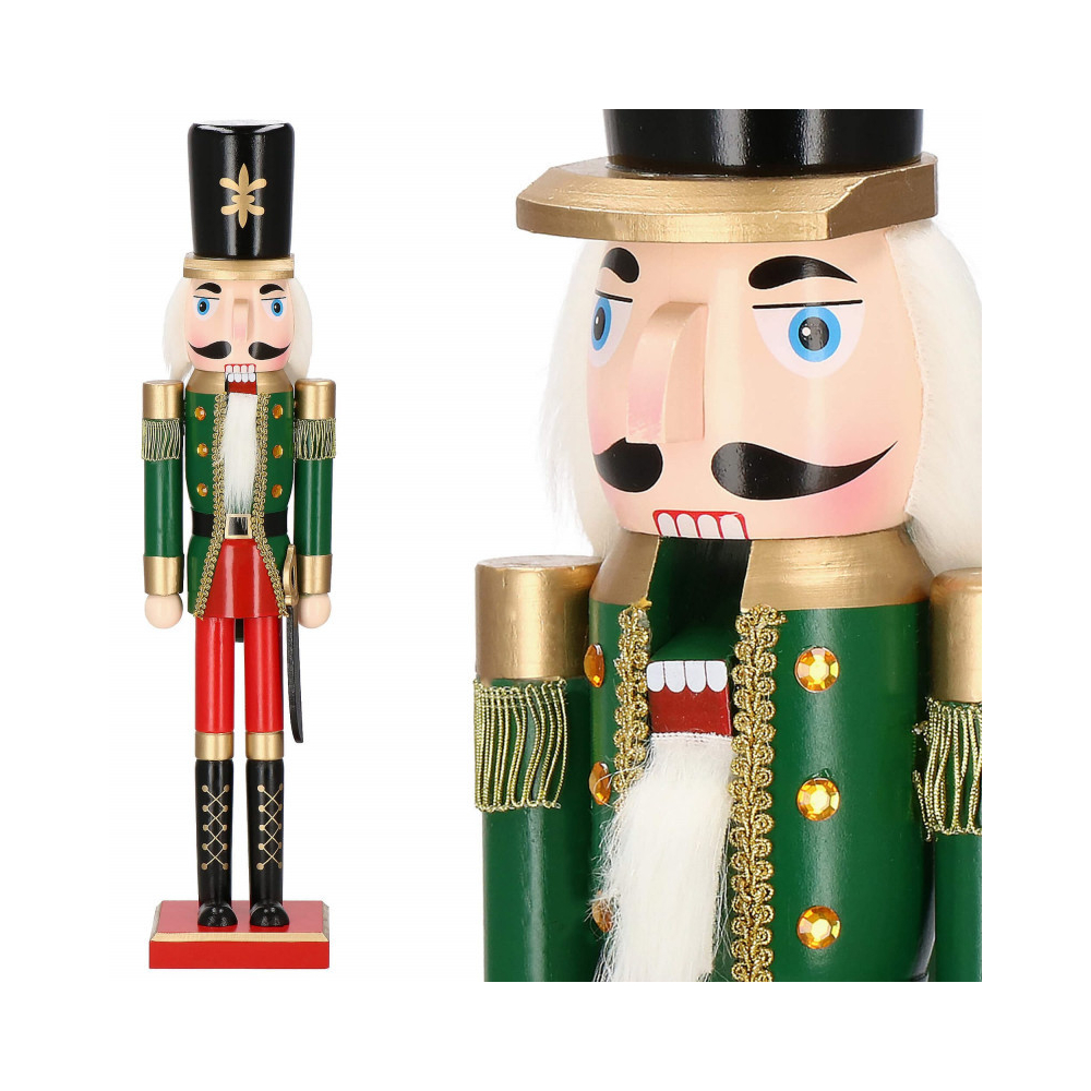 Luskáčik - Vojak so šabľou 60 cm, zeleno-červený