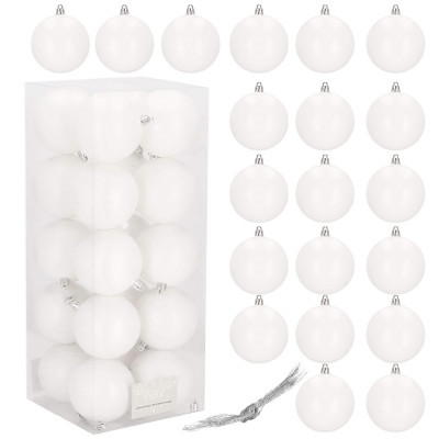 Vianočné banky biele - 8cm, sada 20ks