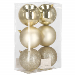 Vianočné banky zlaté mix - 10 cm, sada 6ks