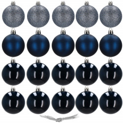 Vianočné banky modré mix - 4cm, sada 20ks