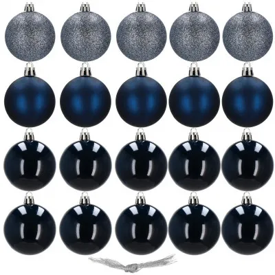 Vianočné banky modré mix - 4cm, sada 20ks