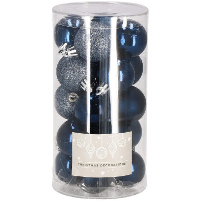 Vianočné banky modré mix - 4cm, sada 20ks