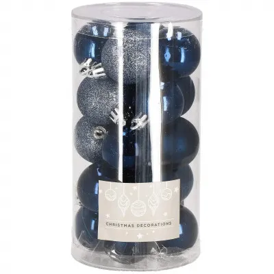 Vianočné banky modré mix - 4cm, sada 20ks