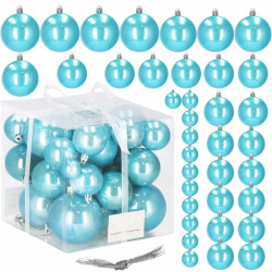 Vianočné banky perleťovo modrej - sada 37ks