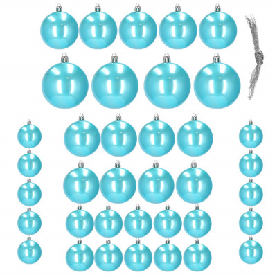 Vianočné banky perleťovo modrej - sada 37ks