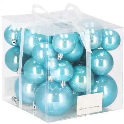 Vianočné banky perleťovo modrej - sada 37ks