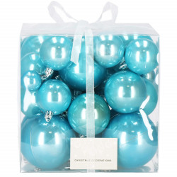 Vianočné banky perleťovo modrej - sada 37ks