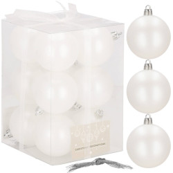 Vianočné banky biele - 6cm, sada 12ks