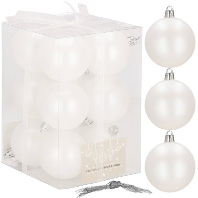 Vianočné banky biele - 6cm, sada 12ks