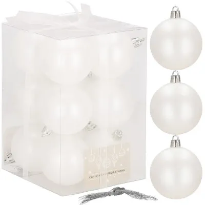 Vianočné banky biele - 6cm, sada 12ks