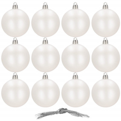 Vianočné banky biele - 6cm, sada 12ks