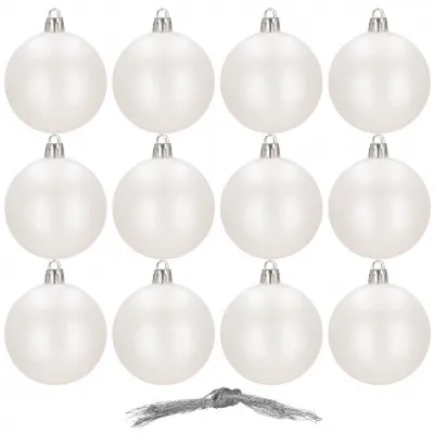 Vianočné banky biele - 6cm, sada 12ks