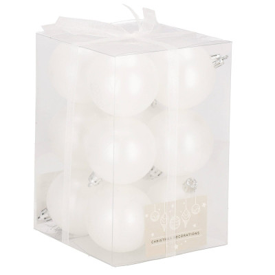 Vianočné banky biele - 6cm, sada 12ks