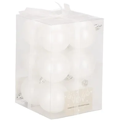 Vianočné banky biele - 6cm, sada 12ks