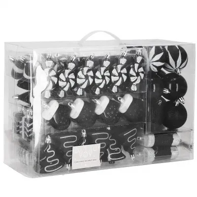 Maxi 77 dielna sada vianočných ozdôb čierna