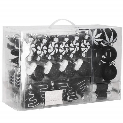 Maxi 77 dielna sada vianočných ozdôb čierna