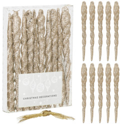 Vianočné ozdoby - cencúle, zlaté, sada 10ks