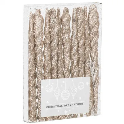 Vianočné ozdoby - cencúle, zlaté, sada 10ks