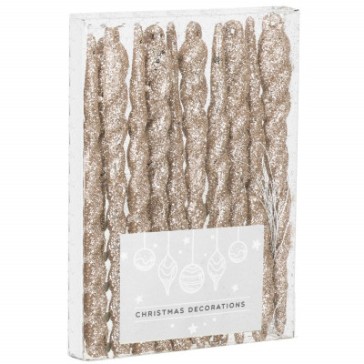 Vianočné ozdoby - cencúle, zlaté, sada 10ks