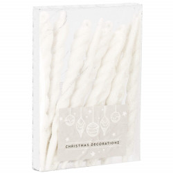 Vianočné ozdoby - cencúle, biele, súprava 10ks