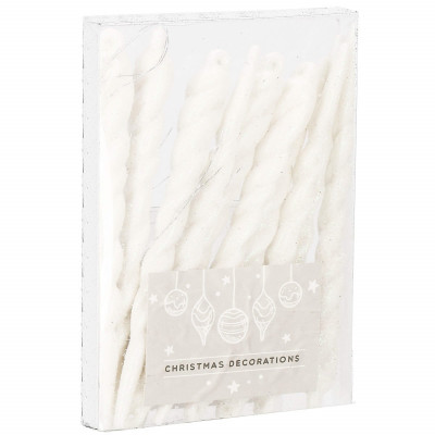 Vianočné ozdoby - cencúle, biele, súprava 10ks