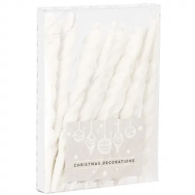 Vianočné ozdoby - cencúle, biele, súprava 10ks