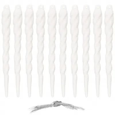 Vianočné ozdoby - cencúle, biele, súprava 10ks