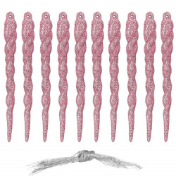 Vianočné ozdoby - cencúle, ružové, sada 10ks