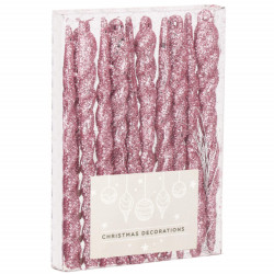 Vianočné ozdoby - cencúle, ružové, sada 10ks