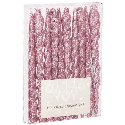 Vianočné ozdoby - cencúle, ružové, sada 10ks