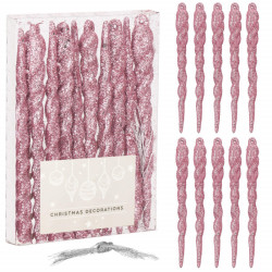 Vianočné ozdoby - cencúle, ružové, sada 10ks