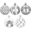 Vianočné banky bielo-strieborné mix - 6 cm, sada 30ks