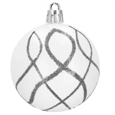 Vianočné banky bielo-strieborné mix - 6 cm, sada 30ks