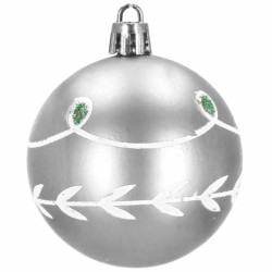 Vianočné banky bielo-strieborné mix - 6 cm, sada 30ks