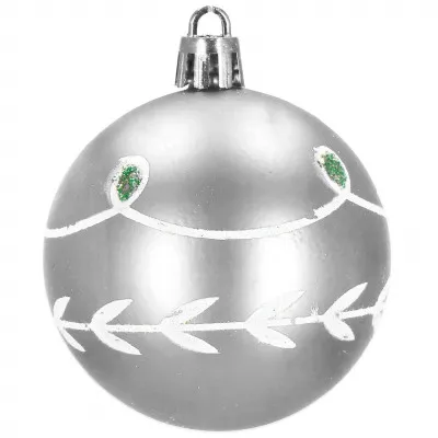 Vianočné banky bielo-strieborné mix - 6 cm, sada 30ks