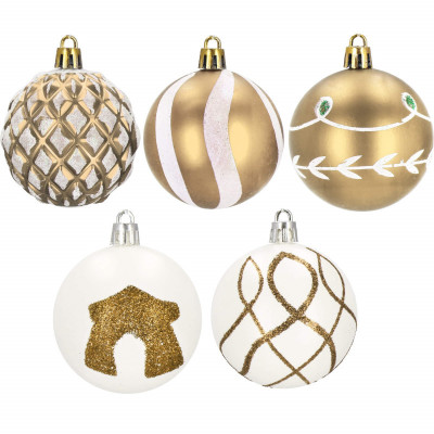 Vianočné banky zlato-biele mix - 6cm, sada 30ks