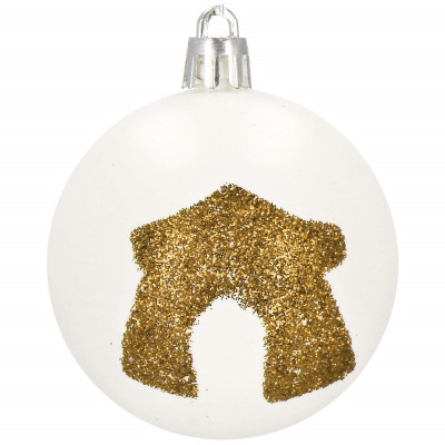 Vianočné banky zlato-biele mix - 6cm, sada 30ks