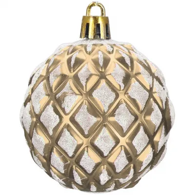 Vianočné banky zlato-biele mix - 6cm, sada 30ks